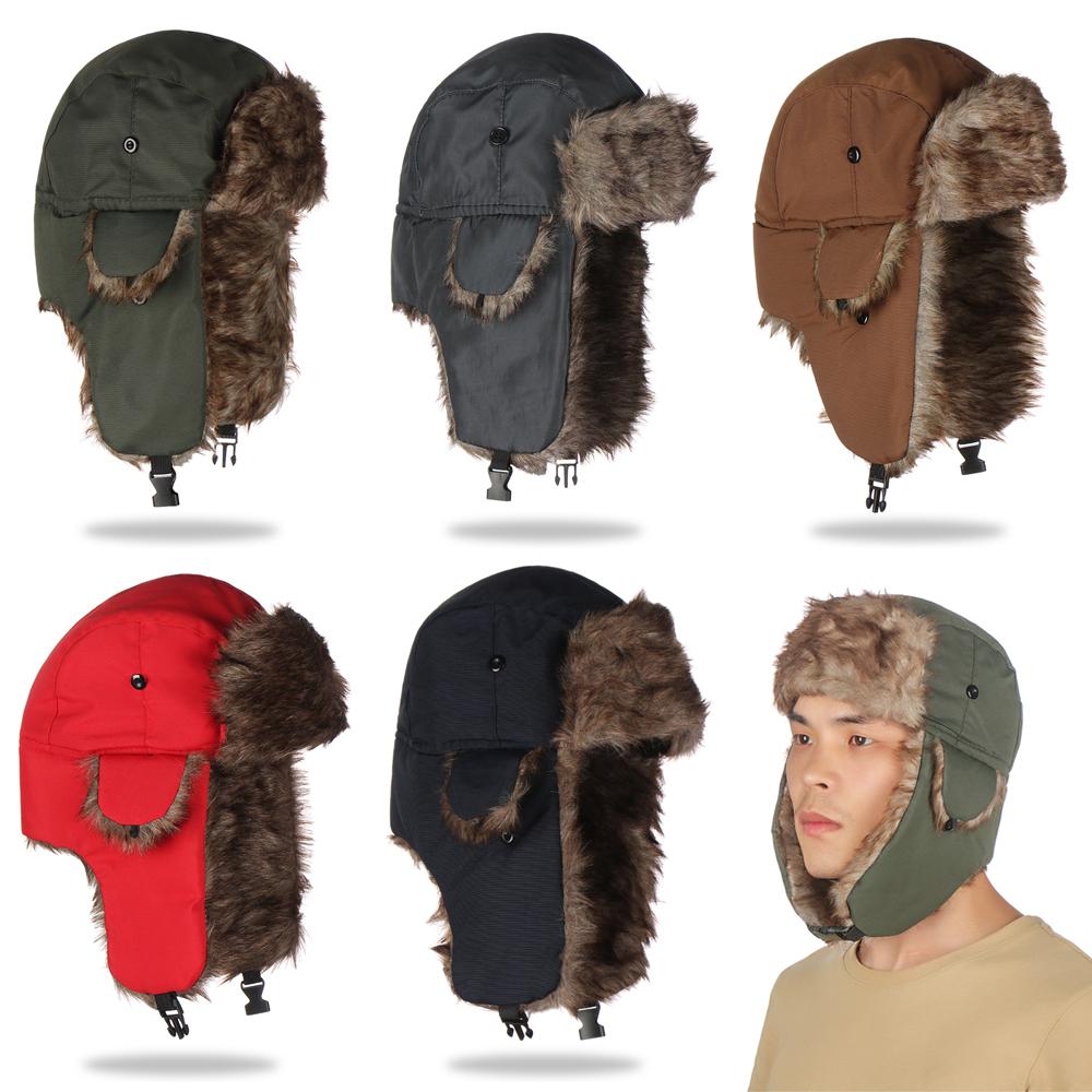 Trapper Hat Ear Flap - Hochwertige Ohrenklappen-Wintermütze, lässige russische Uschanka-Skimütze, einfache,