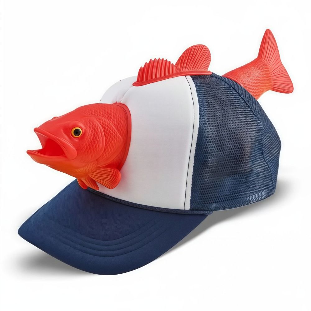 Trucker Cap Mesh - Lustige 3D-Fisch-Tier-Trucker-Mütze, verstellbare Passform, Netzstoff, Neuheit,