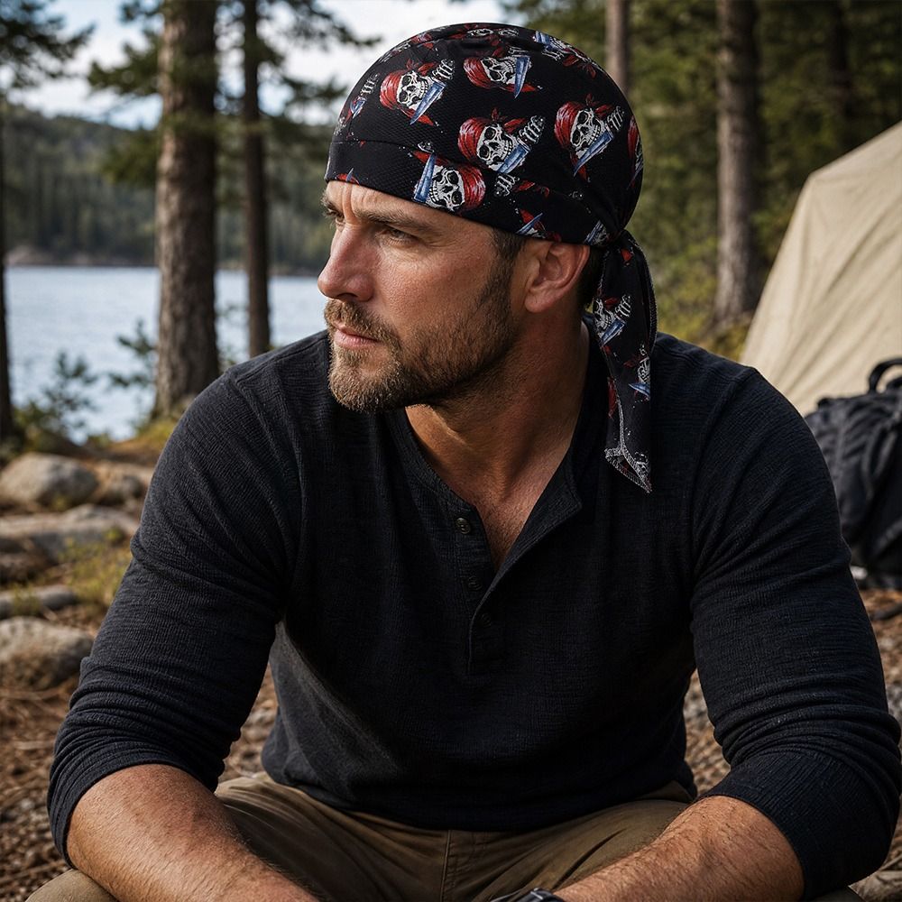 Skull Cap Helmet Liner - Schnell trocknender Piratenhut, verstellbarer Netz-Helm-Innenfutter, Fahrrad-Kopftuch,
