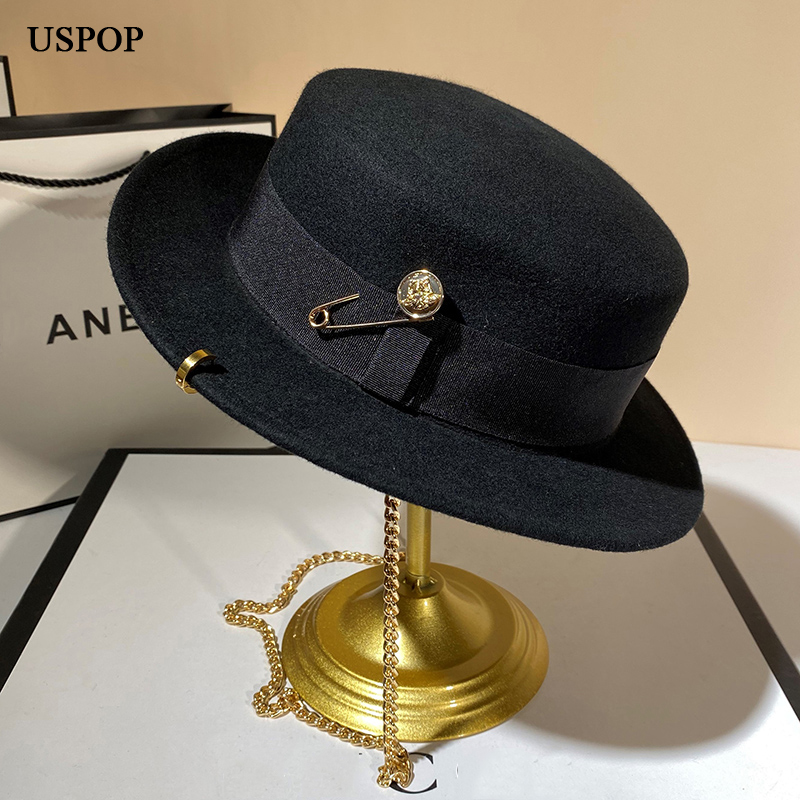 Fedora Hat Wool - USPOP Neue Winter Hüte Frauen Schwarz