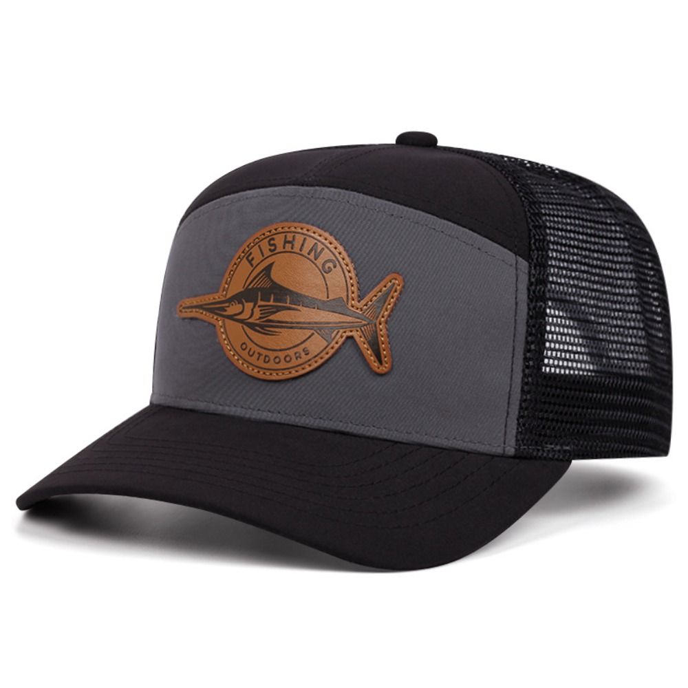 Trucker Cap Mesh - Sommer-Haifischmuster-Anglerkappe, verstellbare Baseballkappe im Sieben-Panel-Stil, Baumwoll-Mesh-Kappen,