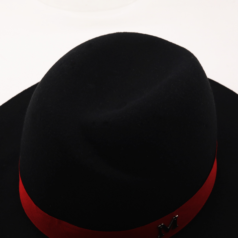 Neue Außen Schwarz Innen rot W – Fedora Hat Wool Bewertung und Preis
