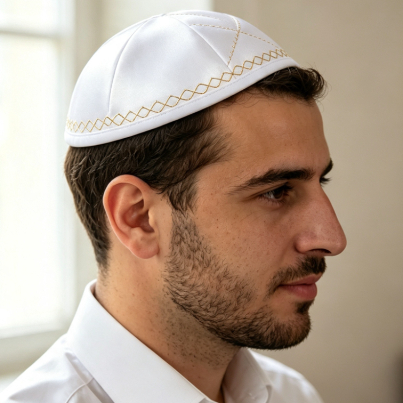 Weiße Satin-Kippa mit Goldener – Skull Cap Helmet Liner Bewertung und Preis